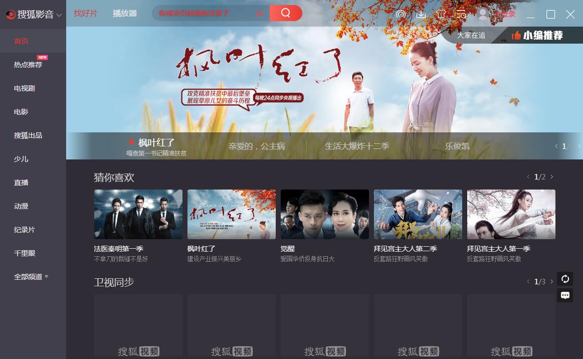 搜狐影音客户端界面截图